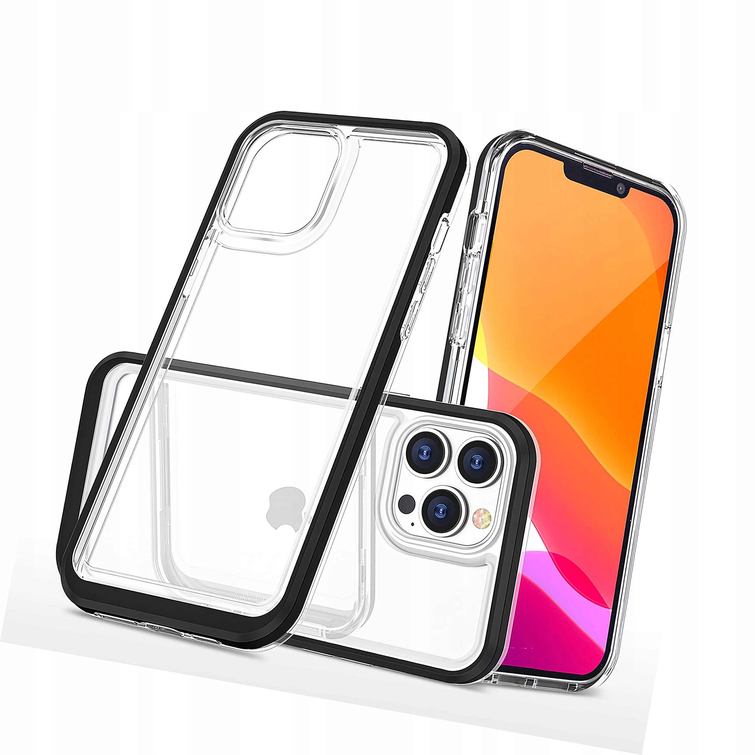 Clear 3in1 etui iPhone 14 Pro silikonowy pokrowiec z ramką czarne