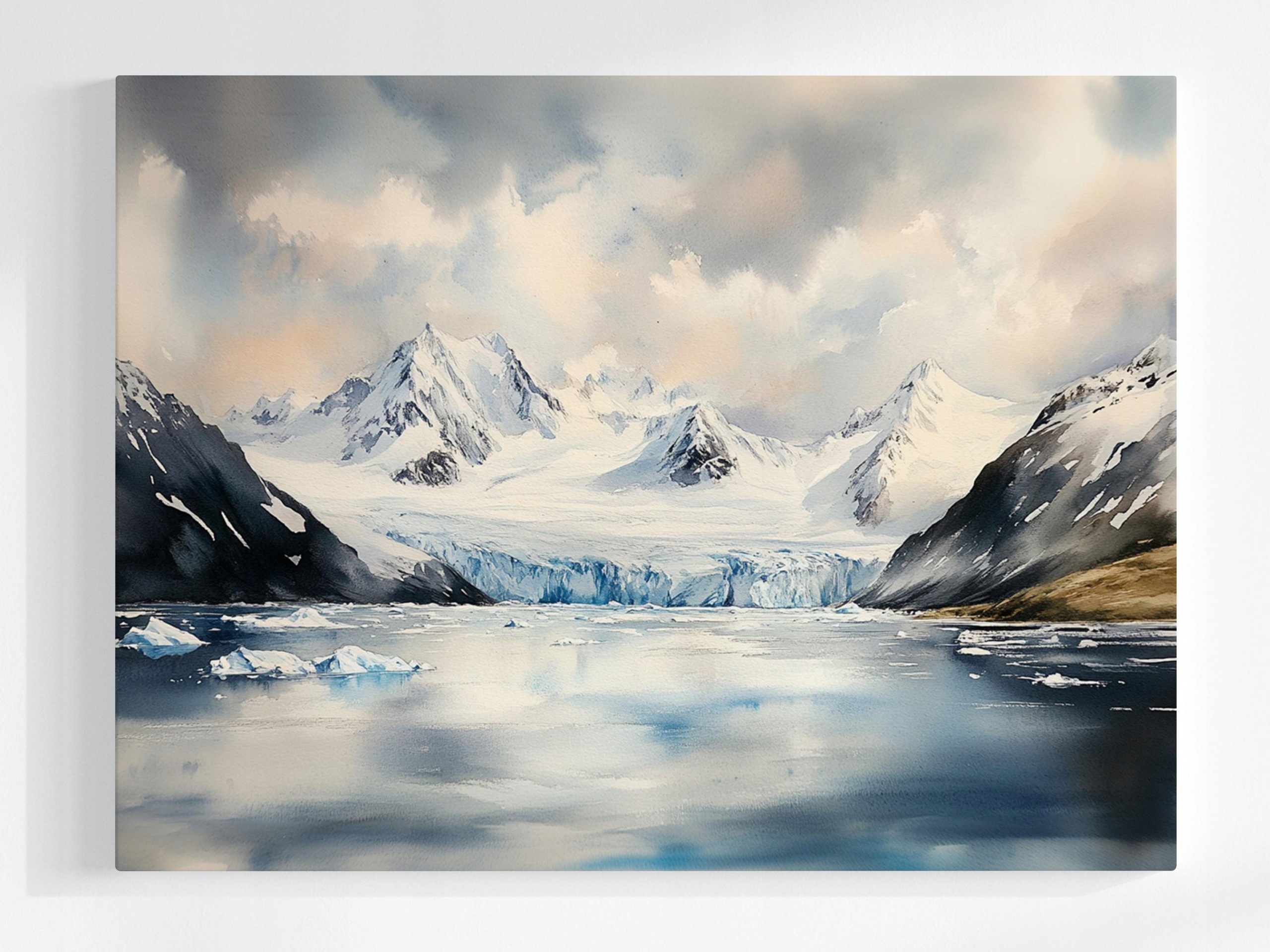 Obraz Na Plátně Canvas Krajina Pohled Na Hory Jezero Ledovec Sníh Led 80x60