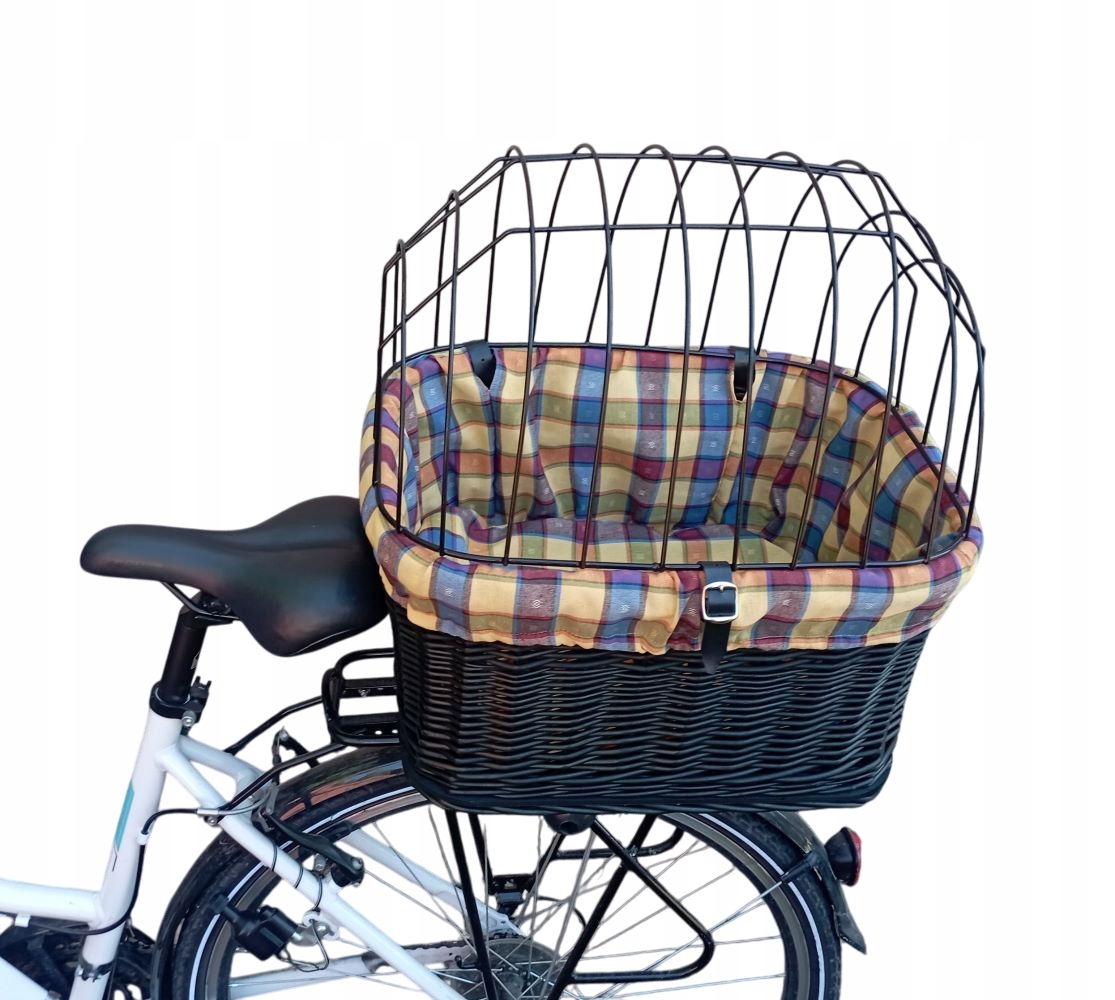 Duży Kosz Wiklinowy na Rower Transporter na Bagażnik dla Psa z wkładem