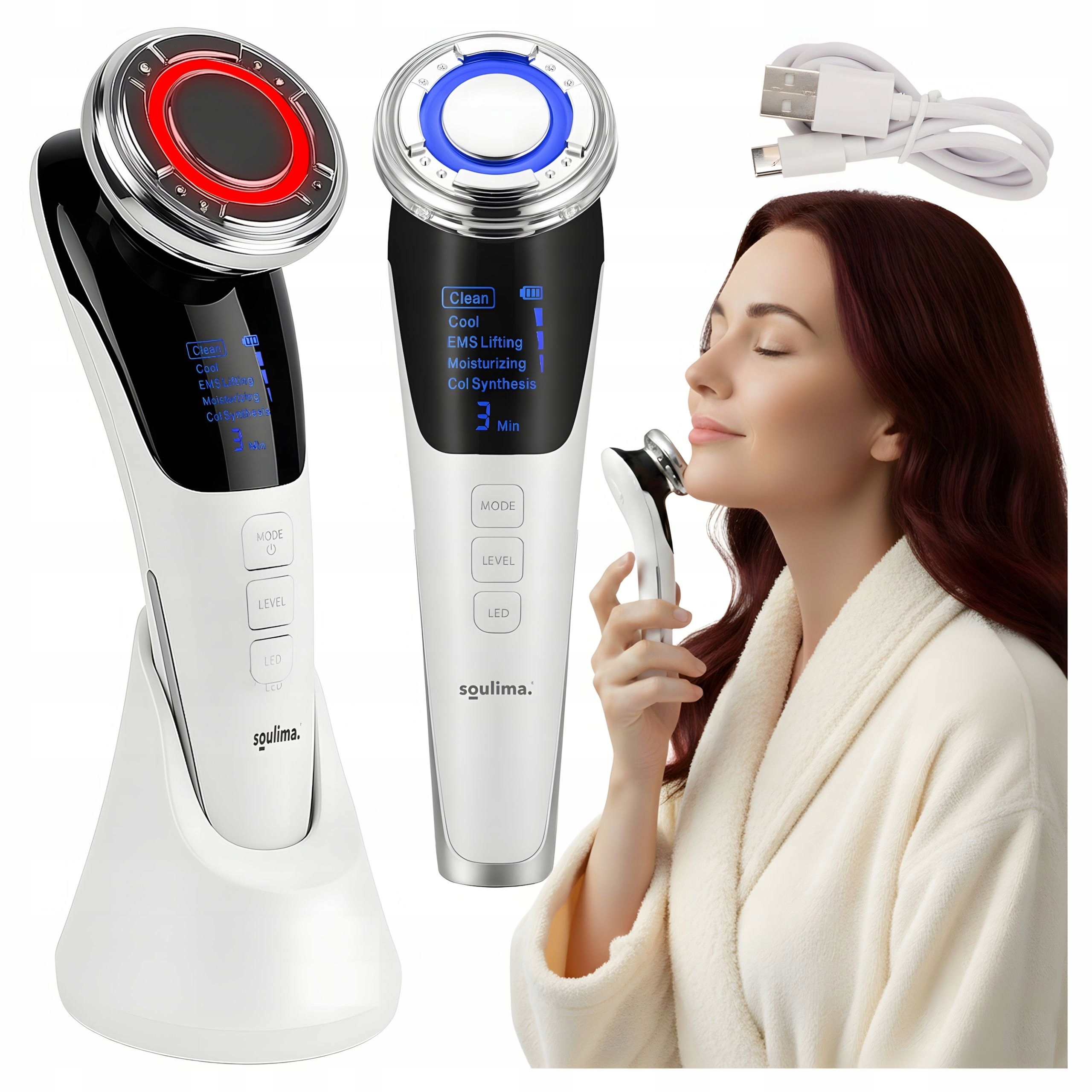 Mezoterapia Bezigłowa Masażer Ems Twarzy Lifting 5w1 Urządzenie do Masażu