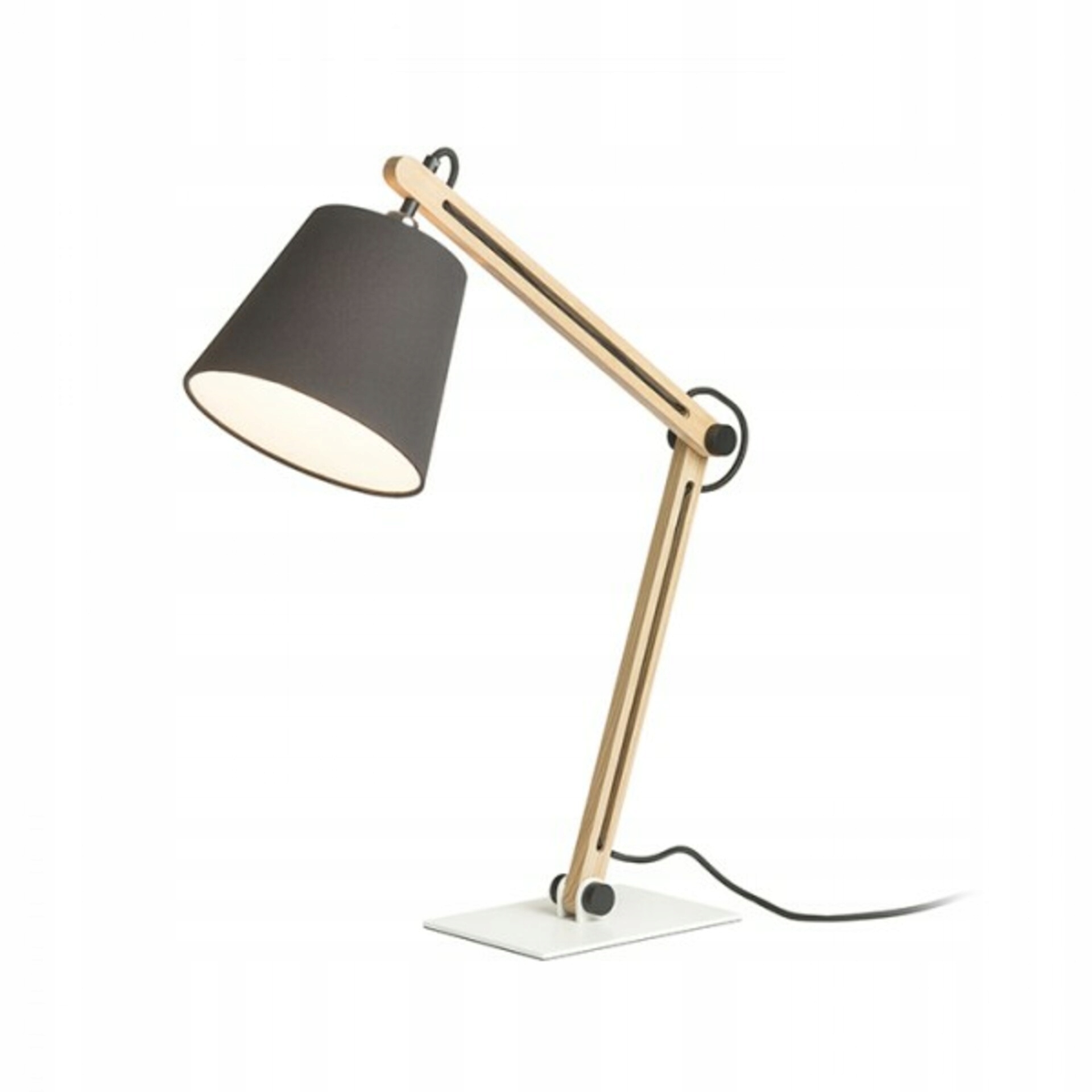 Rendl Nizza stolná lampa čierna/drevo, E14, nastaviteľná, 57 cm