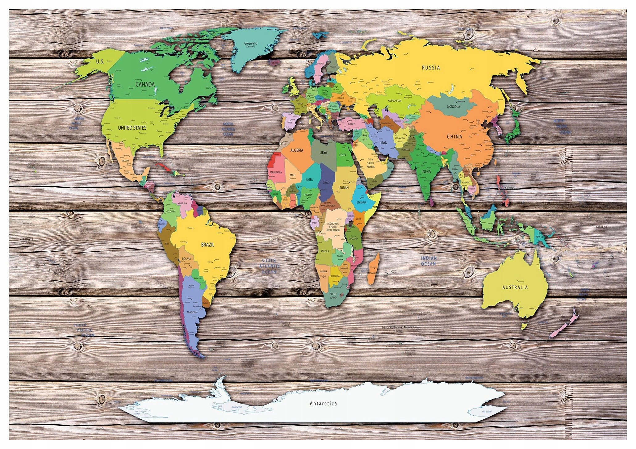 Vliesová fototapeta Mapa světa dřevo globální styl pohled 368x254 lepidlo