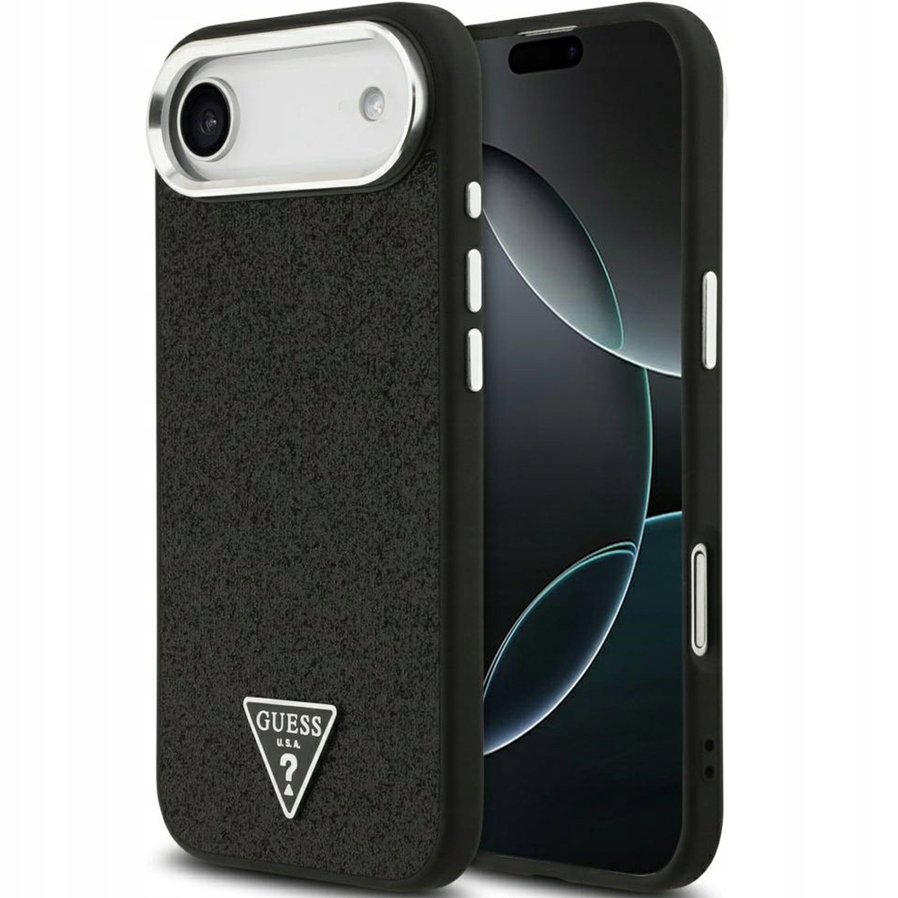 Etui Guess Glitter Triangle Logo MagSafe do iPhone 17 Air czarne Guess