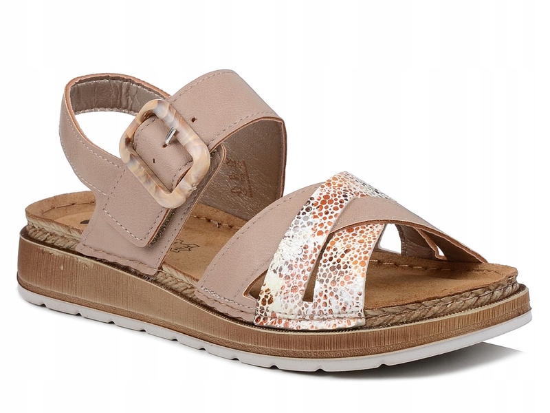 Sandały damskie beżowe Inblu GS-56 na platformie skórzana wkładka 39