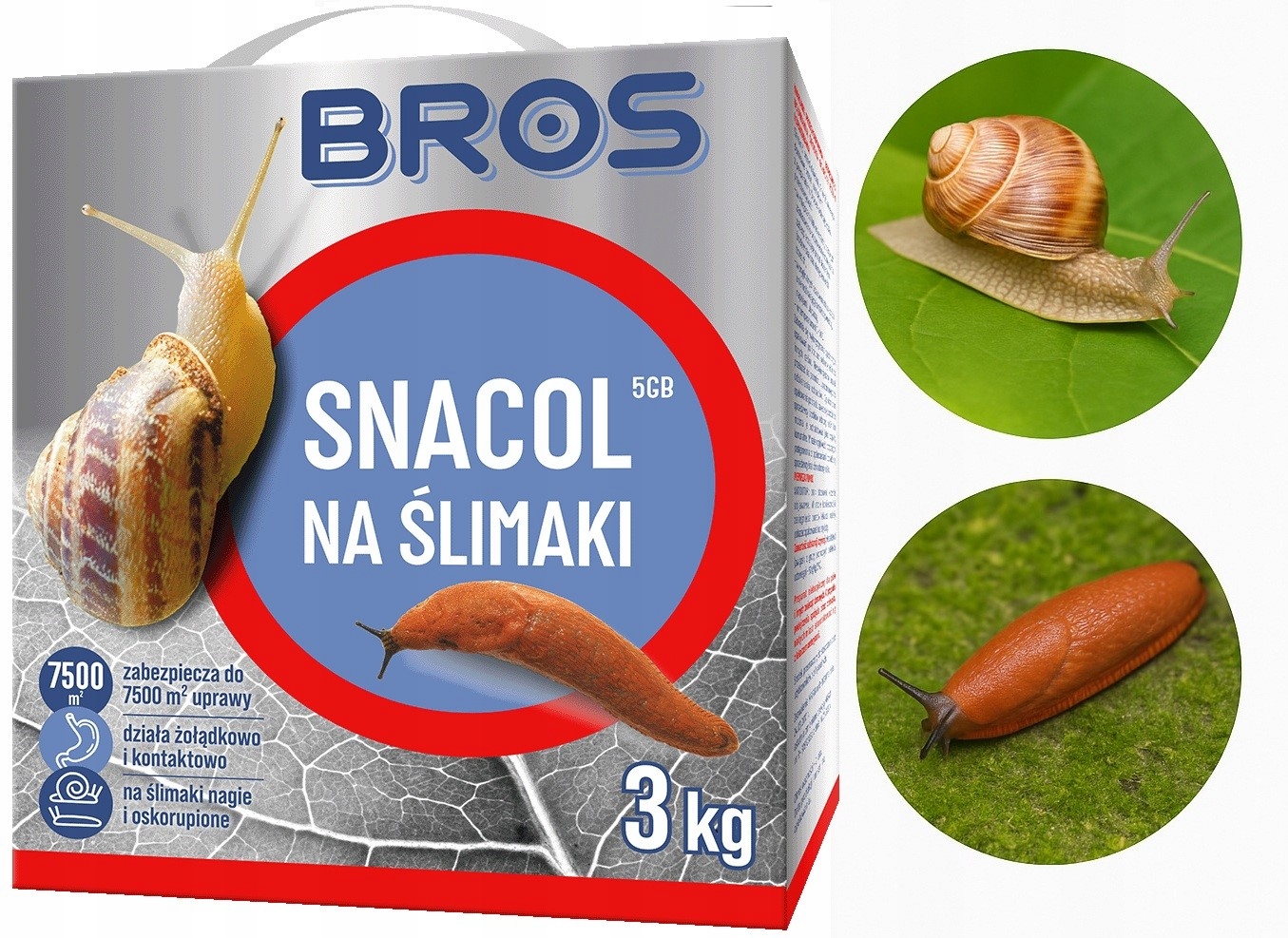 Snacol na ślimaki 5GB 3kg butelka Bros granulat ślimaki nagie i oskorupiałe