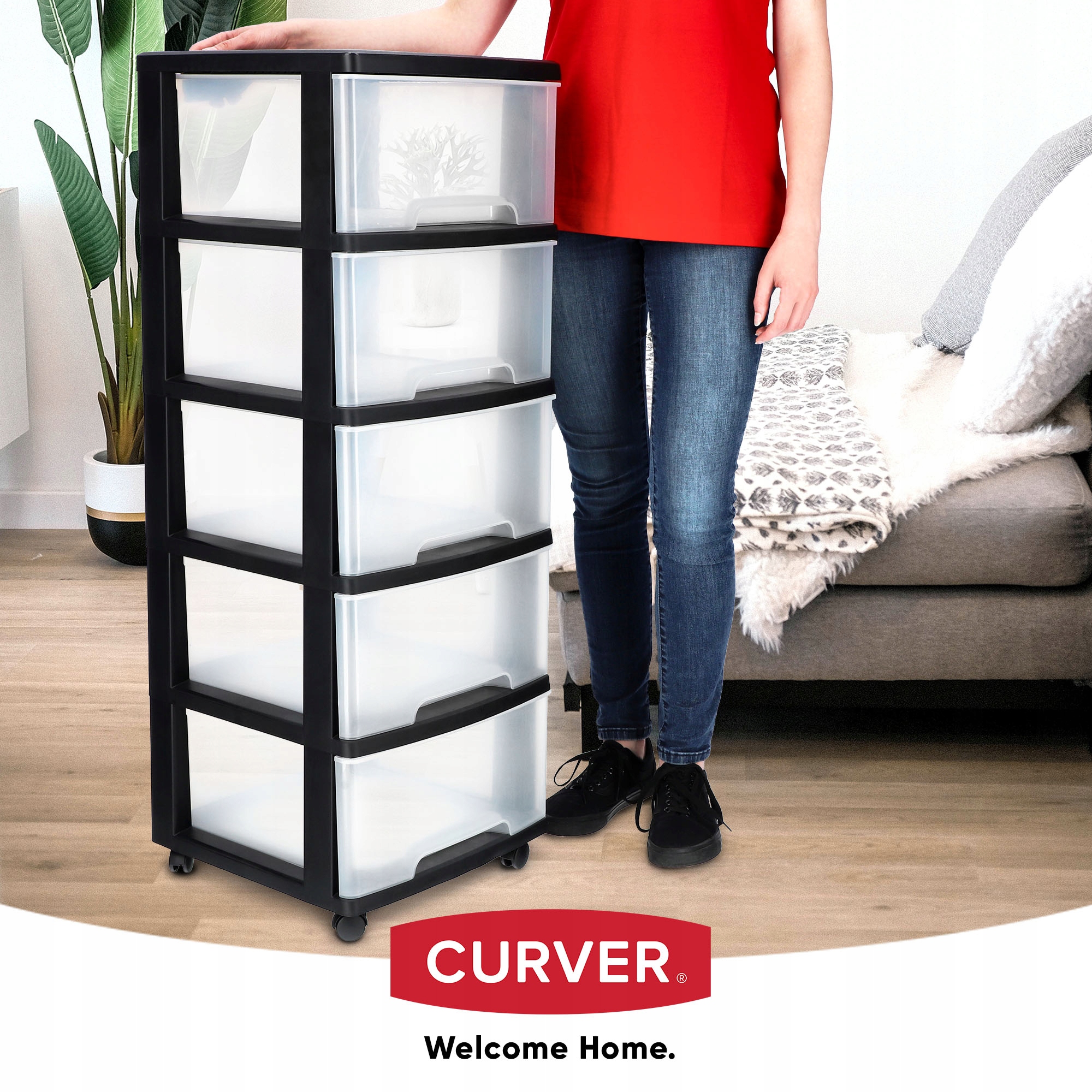 CURVER REGAŁ NA KÓŁKACH SZAFKA 5 SZUFLAD 20 L Kod producenta 214752