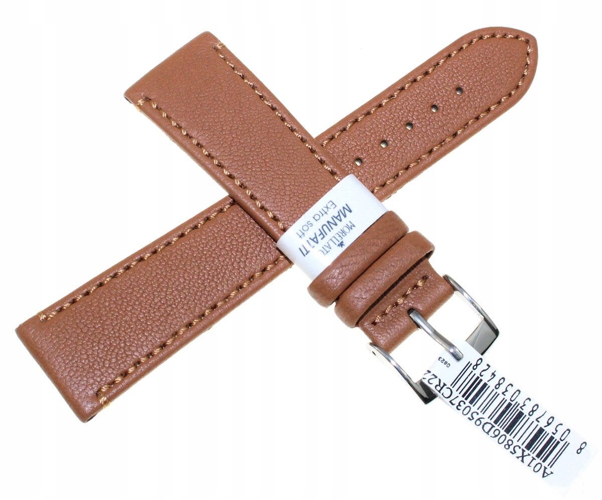 Hnědý Ručně Šitý Kožený Italský Pásek Morellato Debussy 22 mm X5806