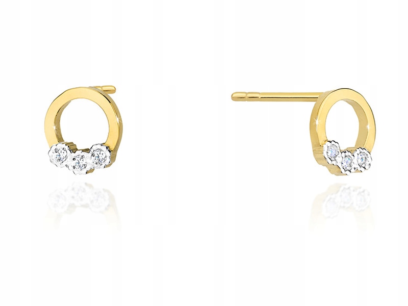 Zlaté náušnice 585 pneumatiky s brilianty 1,40 g s diamanty na tyčince, módní