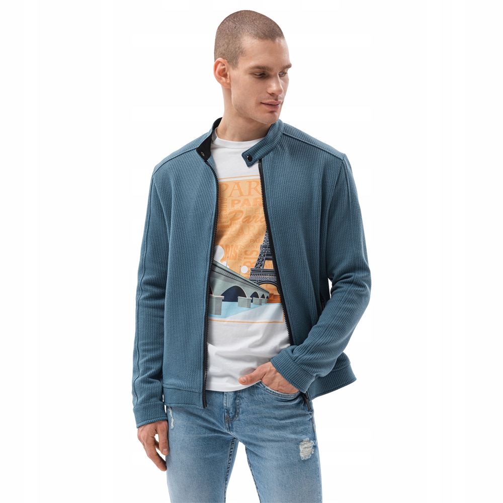 

Kurtka męska rozpinana bez kaptura C453 niebieska