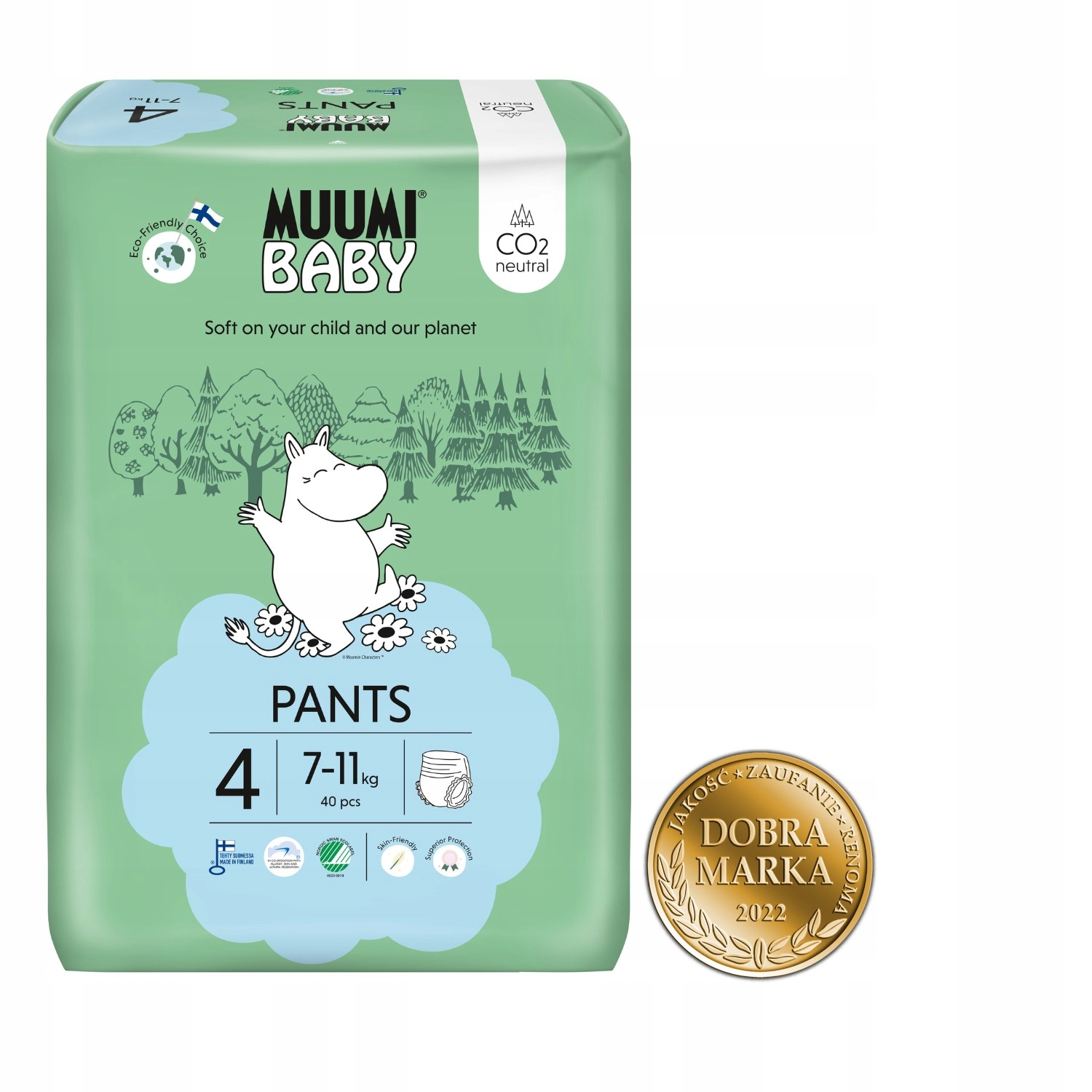 NOWOŚĆ: MUUMI Pieluchomajtki 4 7-11 kg 40 szt EKO