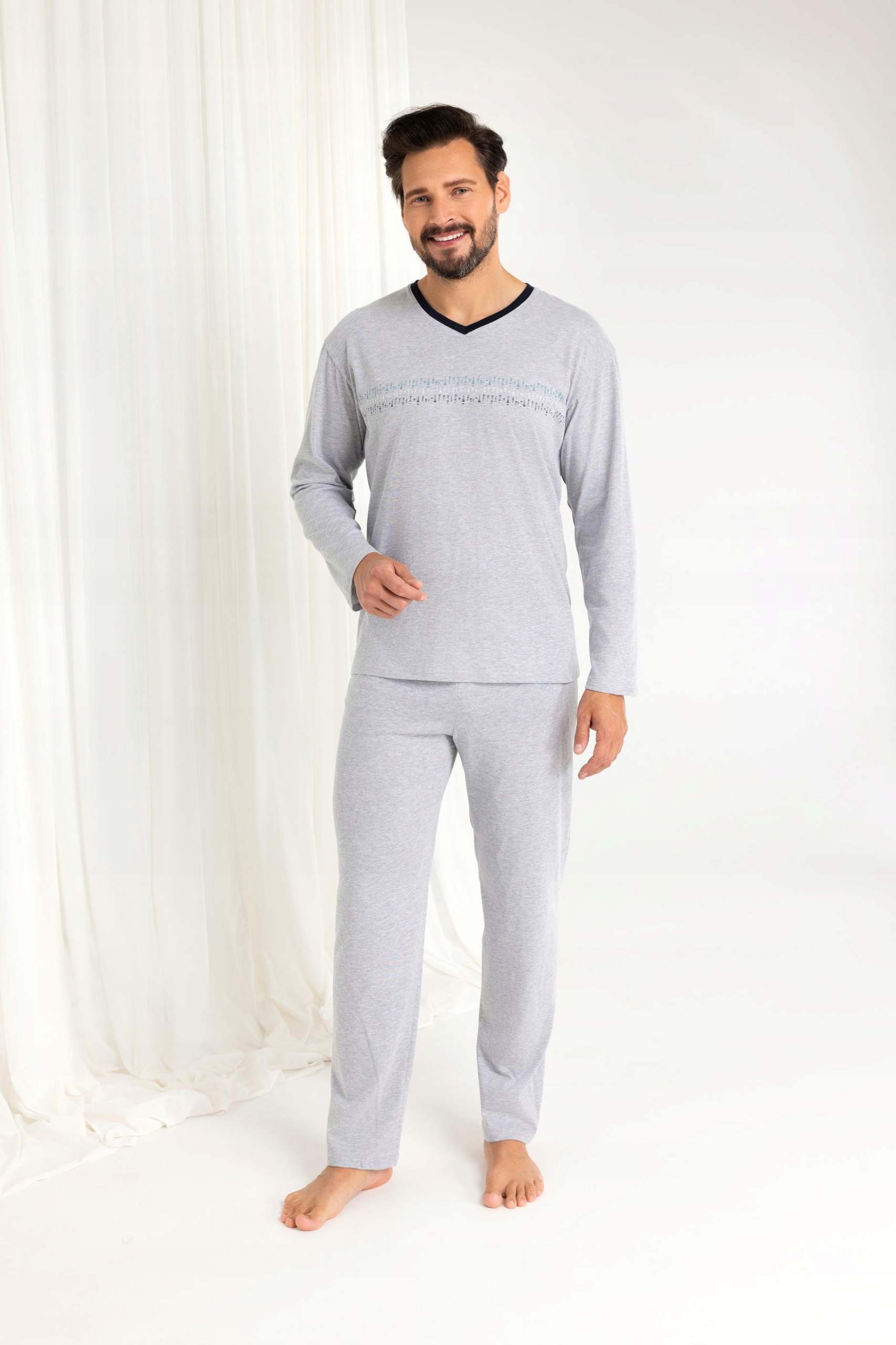 Pánské Pyžamo 485A Dr 3XL světle melírované