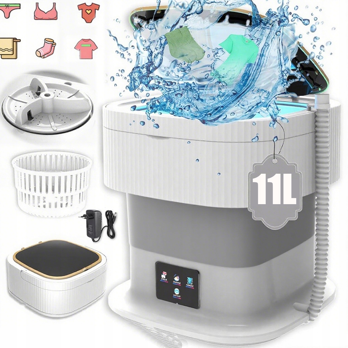 Przenośna Mini Pralka 11L Składana Podróżna Automatyczna Turystyczna Pralka