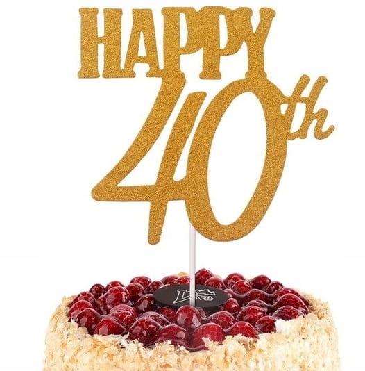 

Topper Happy 40th złoty brokat