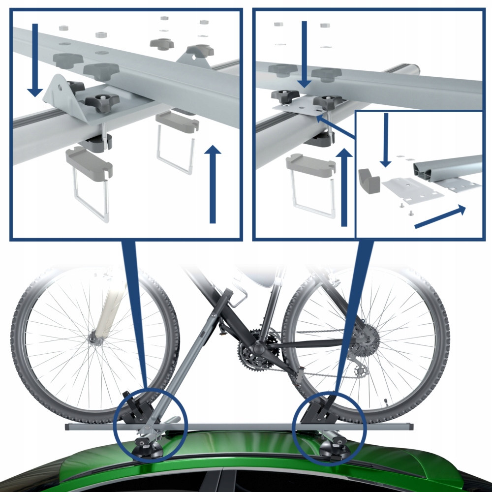 BAGAŻNIK DACHOWY NA ROWER - UCHWYT ROWEROWY ALUMINIOWY NA DACH - AMOS Waga produktu z opakowaniem jednostkowym 2.8 kg