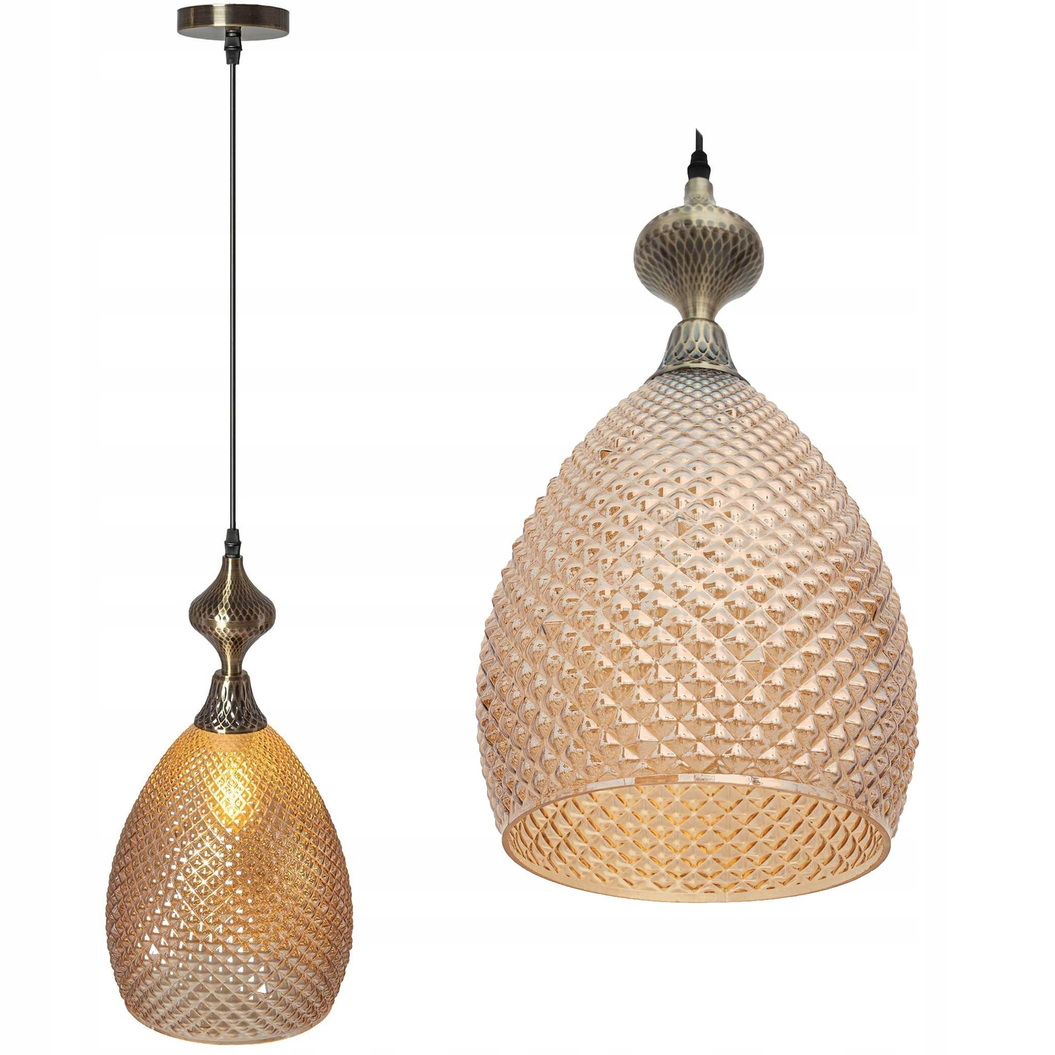 Závěsná stropní lampa Jantarová Skleněná Stínidlo E27 do kuchyně obývacího pokoje