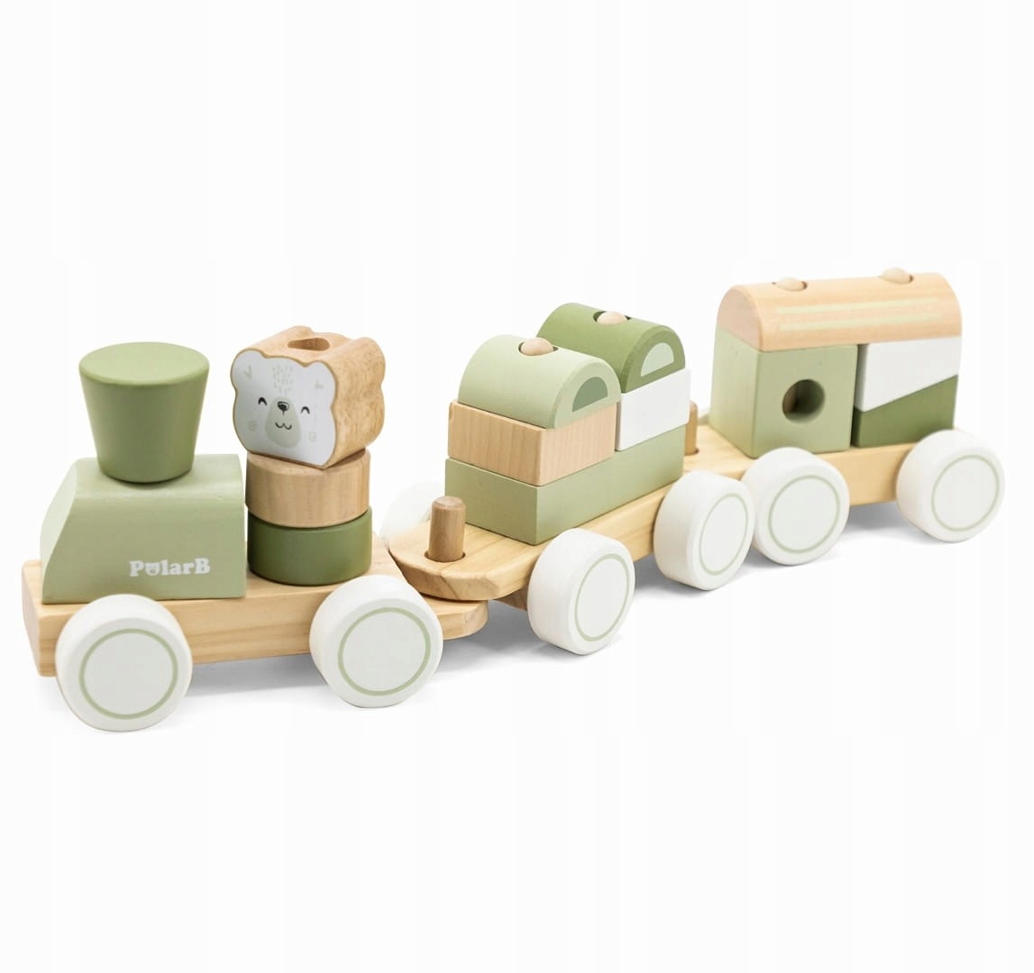 VIGA POLAR B DREWNIANA KOLEJKA Z KLOCKAMI ZIELONA 44231