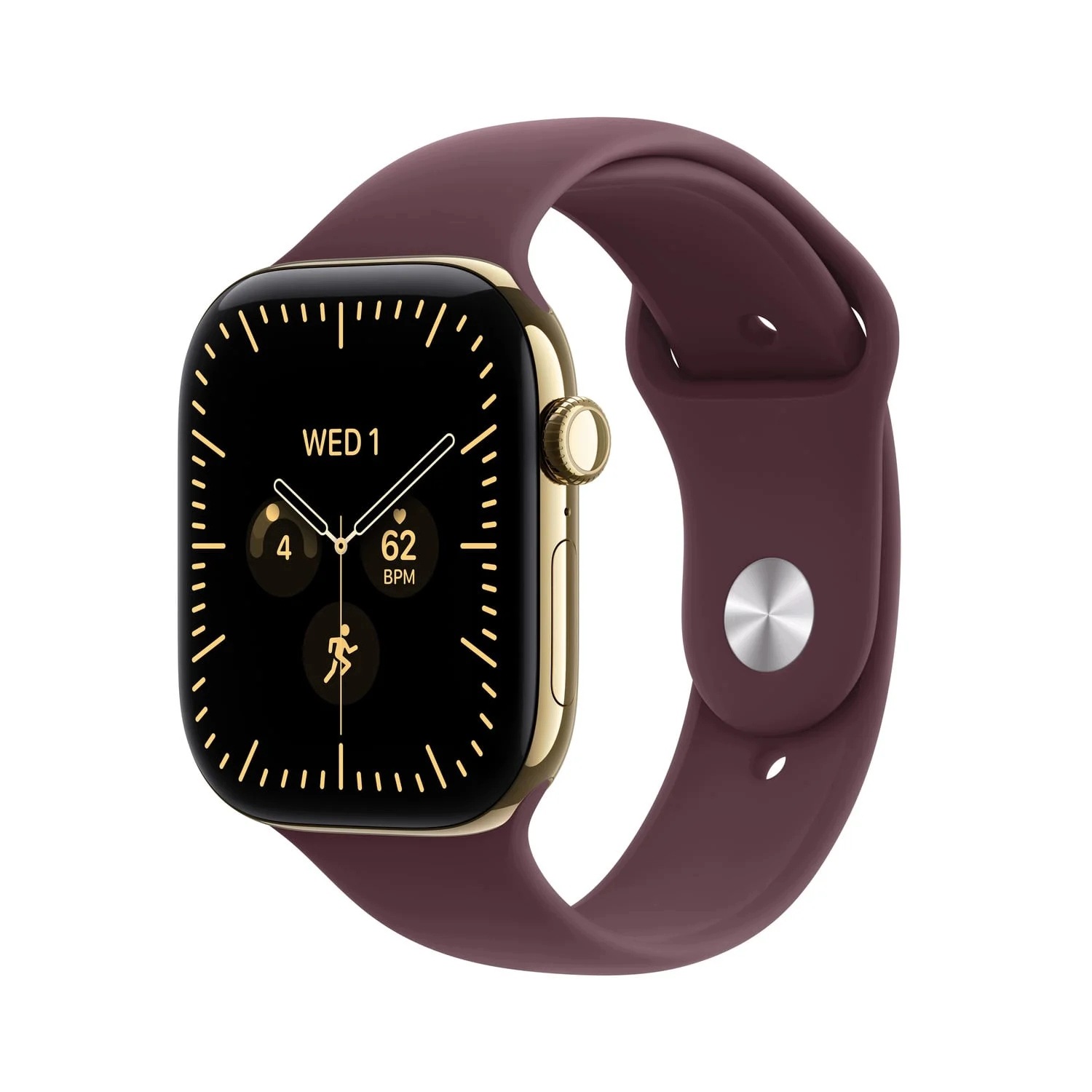 Apple Watch Series 12 GPS+Cell 46 mm Titan Živé zlato Pásek Burgundsko-M/L