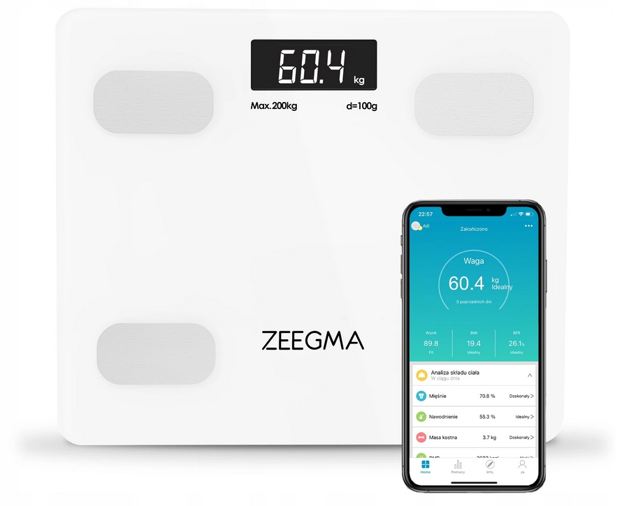 

Waga Łazienkowa Analityczna Do 200kg LCD 17w1