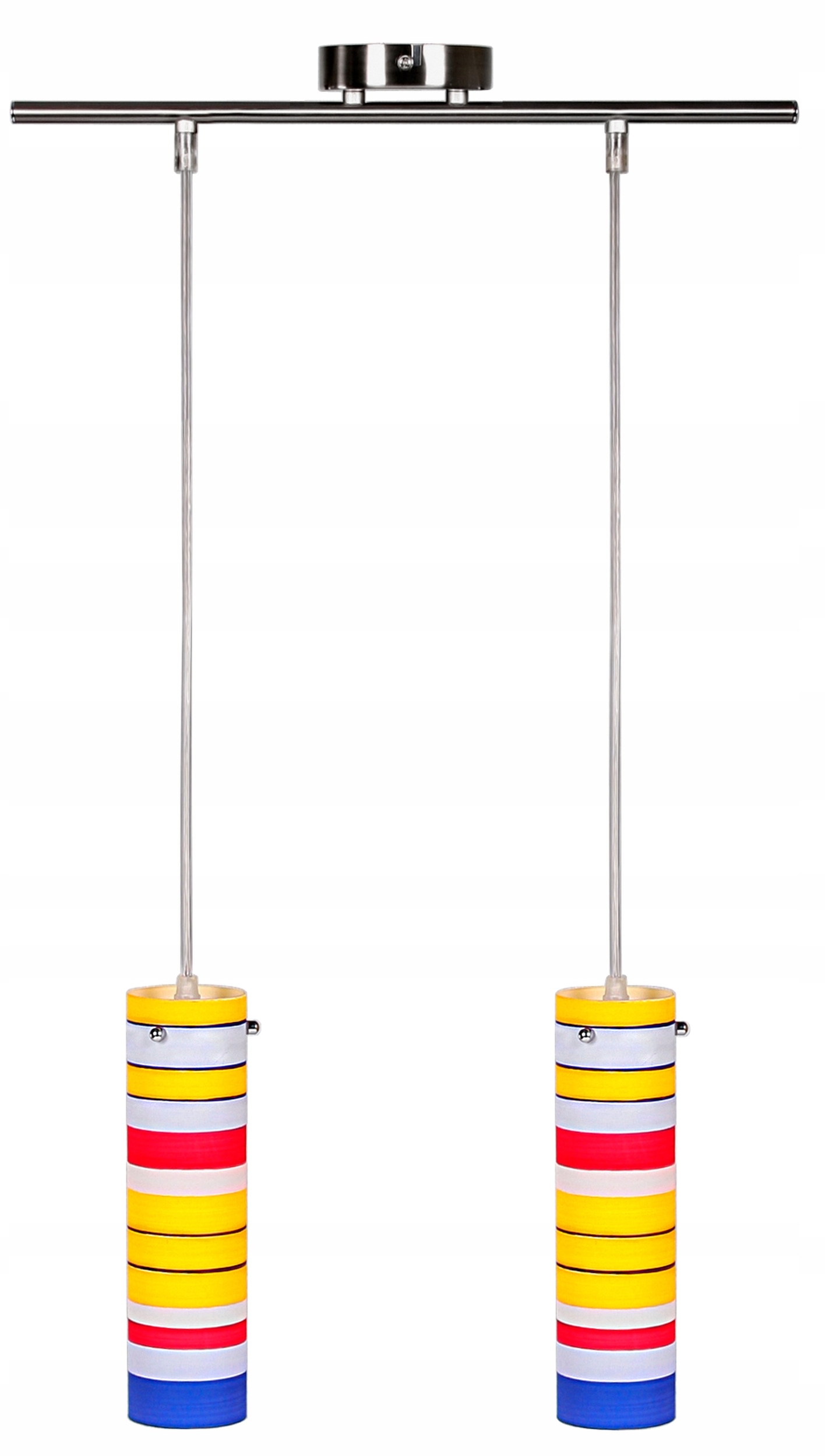 Barevná závěsná lampa do dětského pokoje Dvojitá 2-bodová Nikl Mat