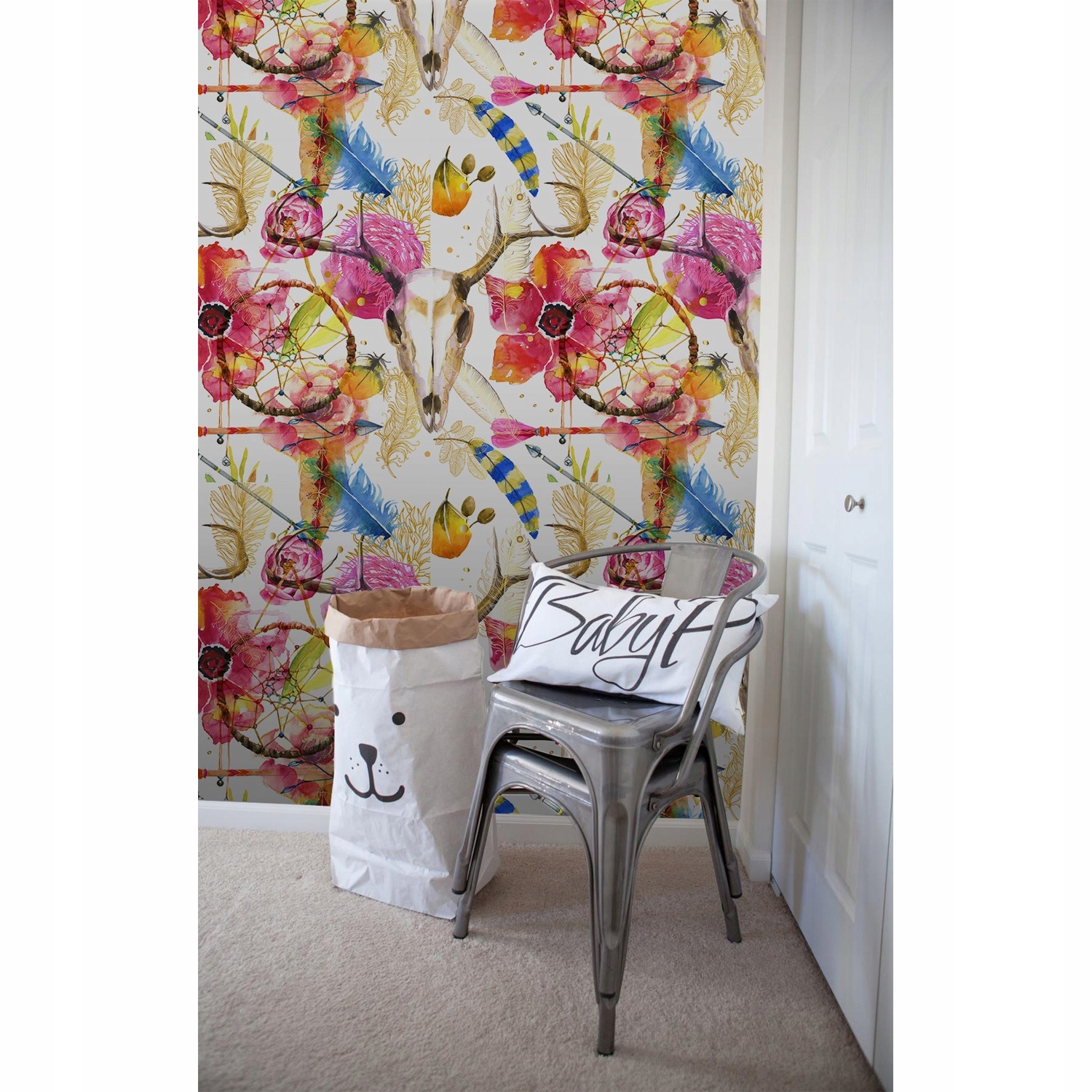

Tapeta flizelinowa Czaszka boho kolorowa 254x184cm