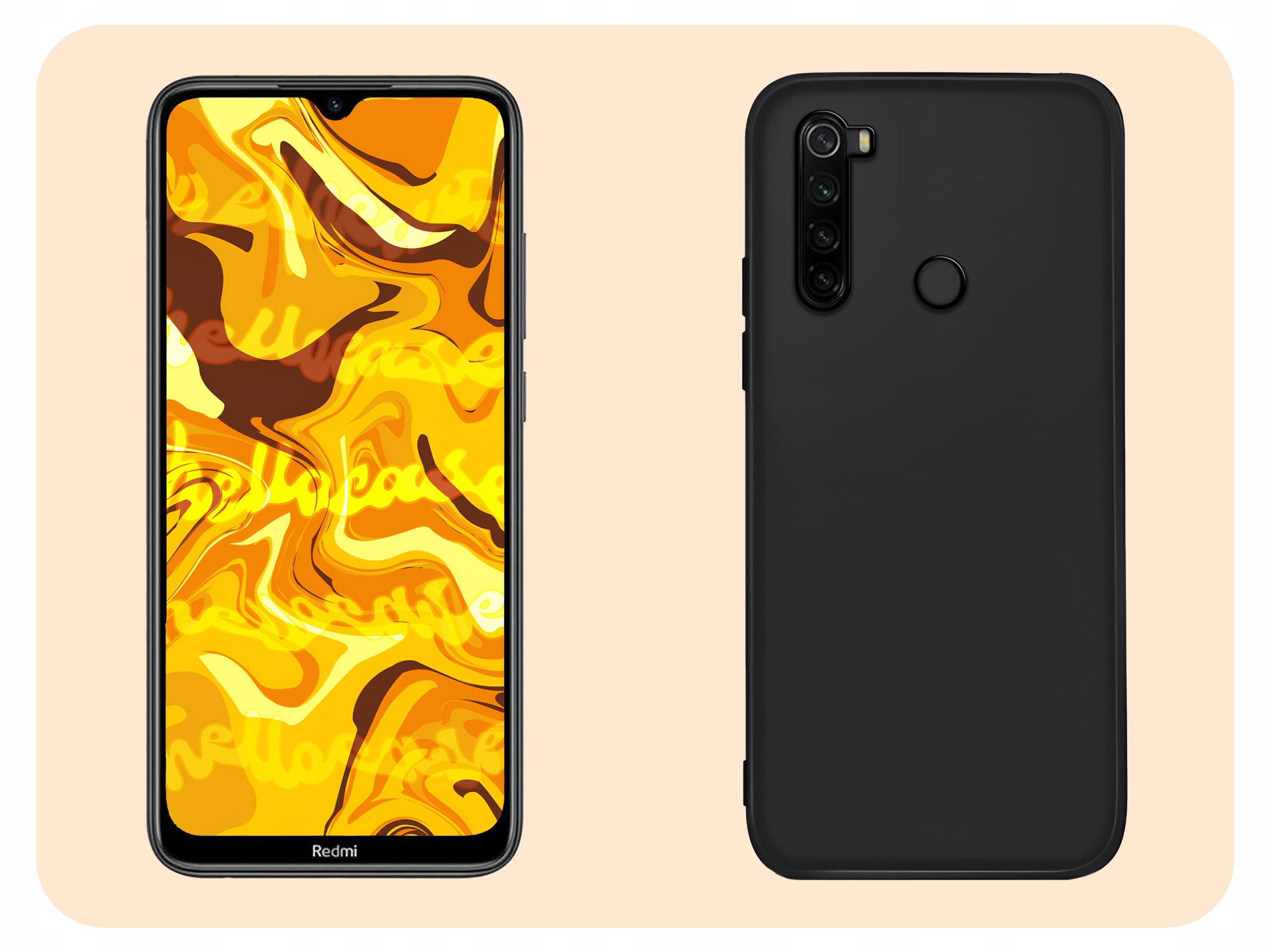 Etui do Xiaomi Redmi Note 8t (Czarne, Matowe, Obudowa Slim) + SZKŁO 9H Dedykowany model Redmi Note 8T