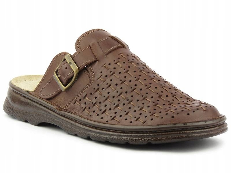 

Klapki męskie Helios skórzane lato brąz rozmiar 46