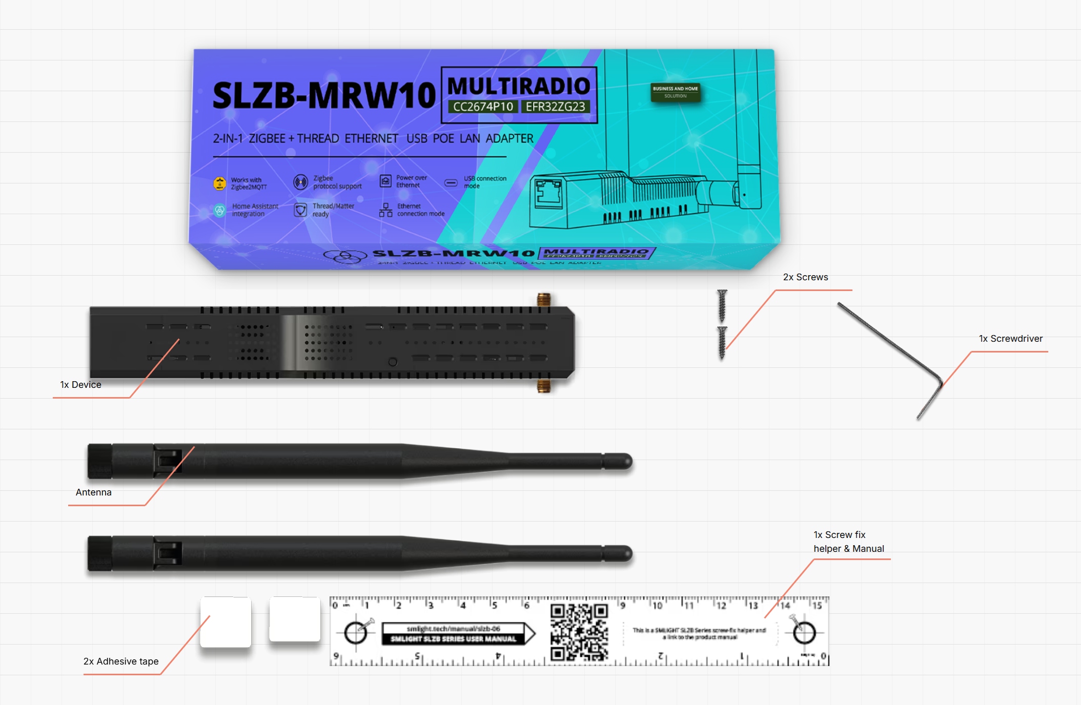 Adapter SLZB-MRW10U ZigBee Thread Z-Wave PoE USB WiFi ESP32 ETH MQTT ZHA HA Stan opakowania oryginalne