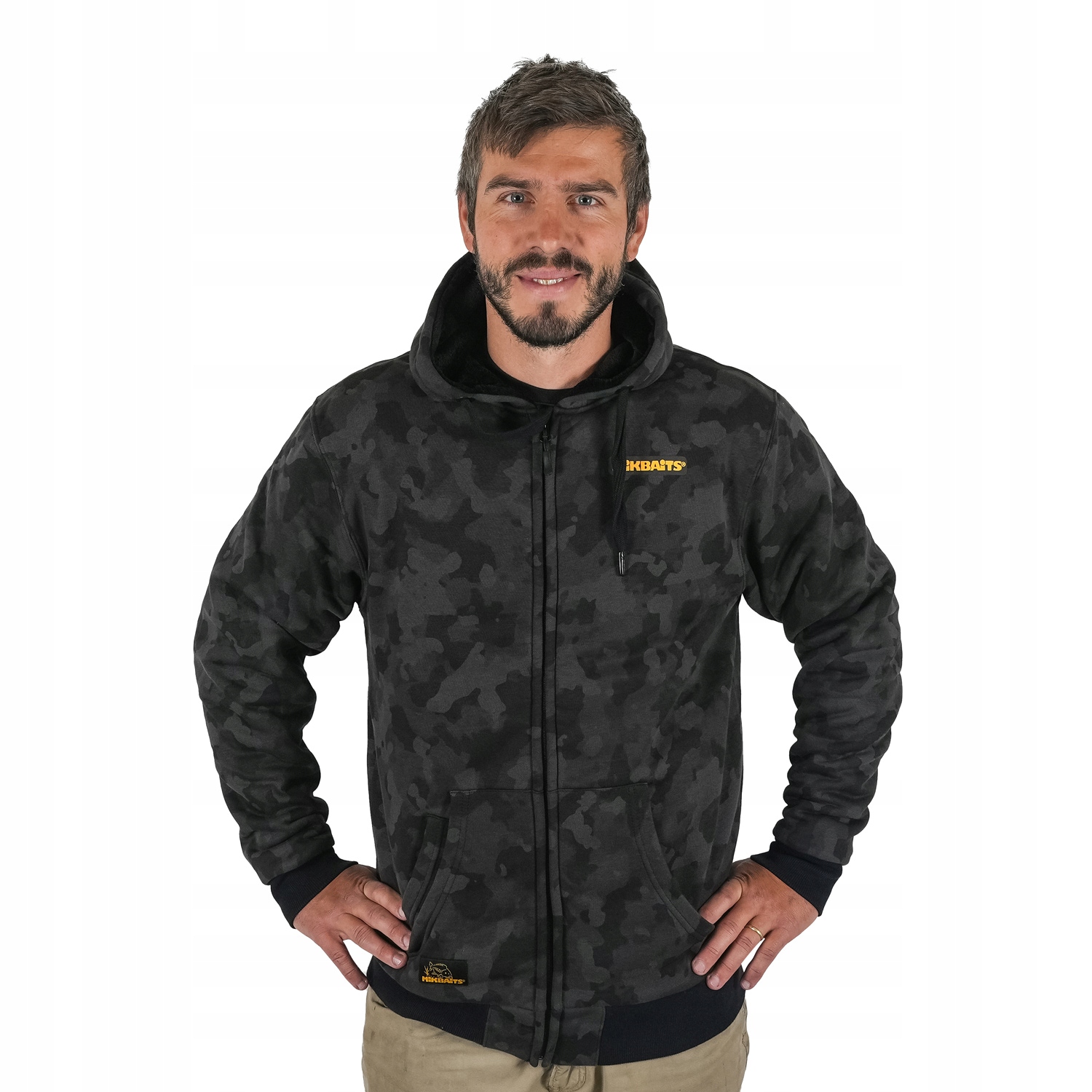 Mikbaits mikiny Bunda se zipem Black Camou Sherpa černá L
