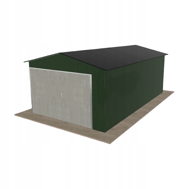 Plechová garáž 3.5 x 6 m jednopolohová, dvouspádová, zelená