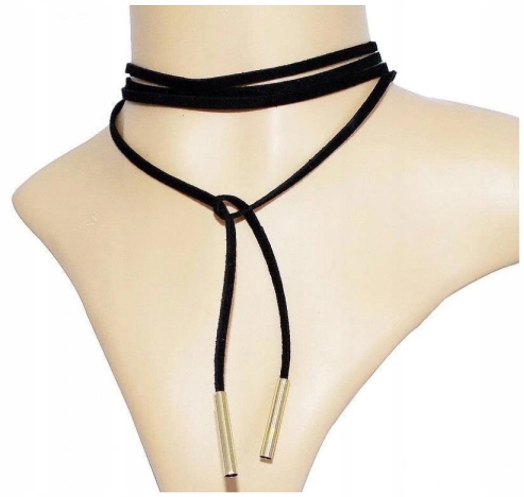 

Naszyjnik Czarny Choker Tasiemka Złote Zapięcie