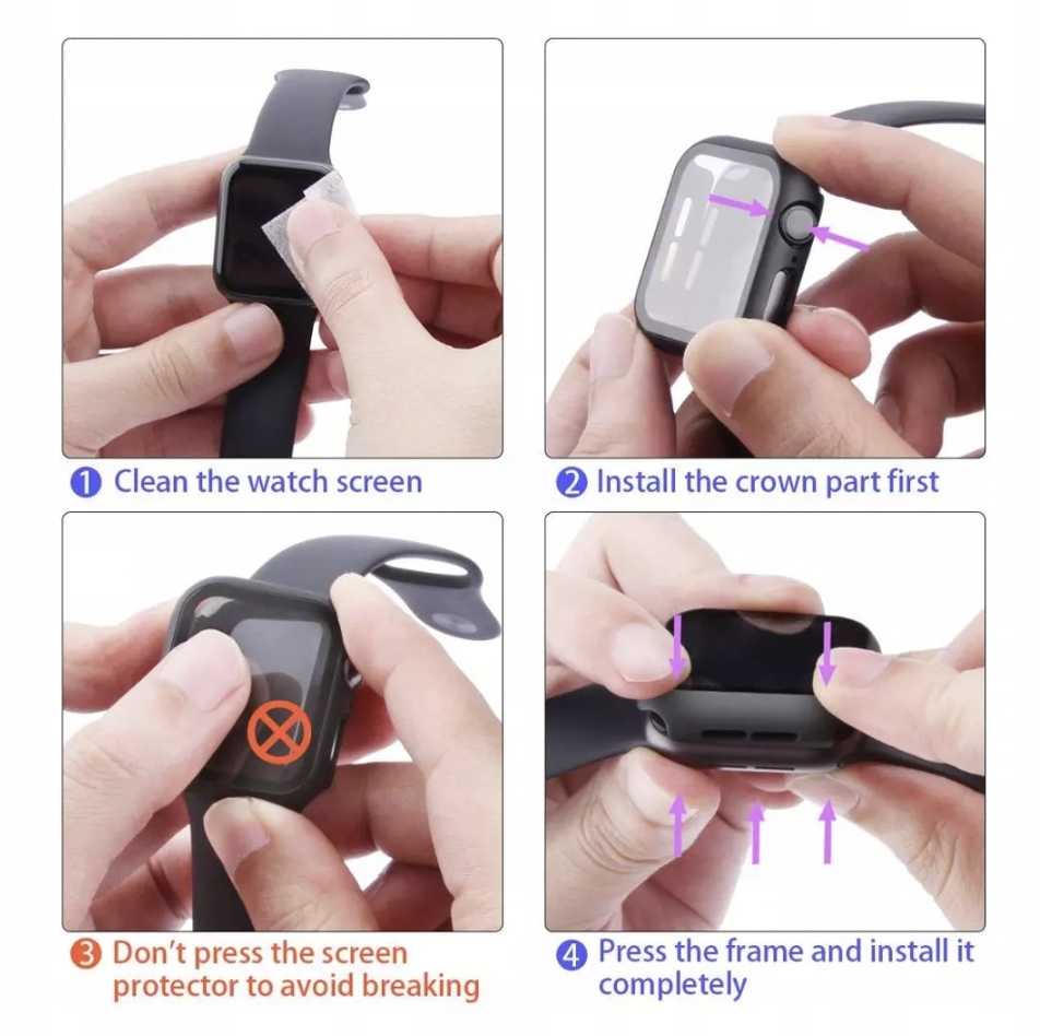 ETUI SZKŁO 2W1 DO APPLE WATCH 1 | 2 | 3 42mm Kolor czarny