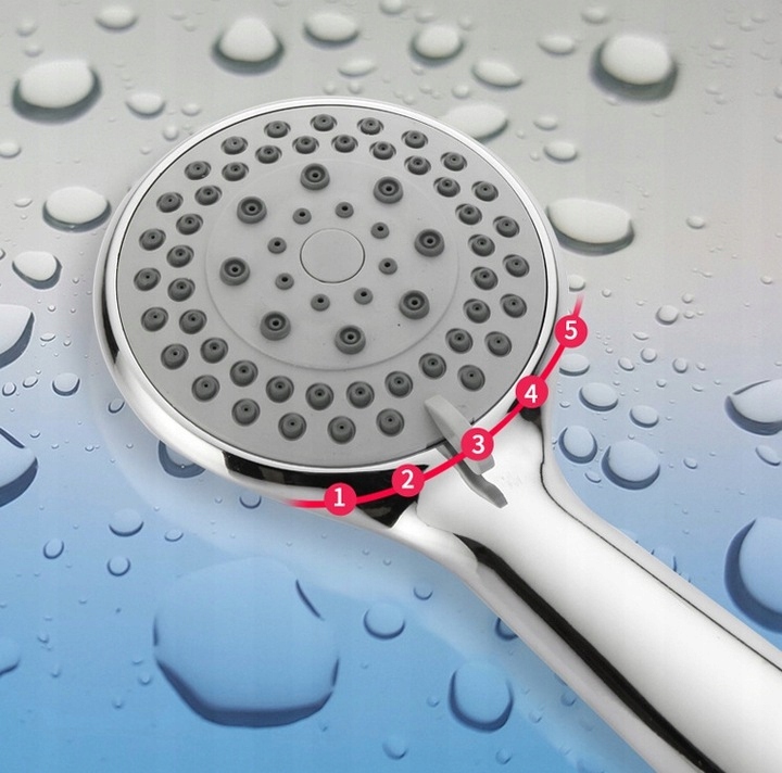 SŁUCHAWKA PRYSZNICOWA 5-FUNKCYJNA NATRYSKOWA CHROM