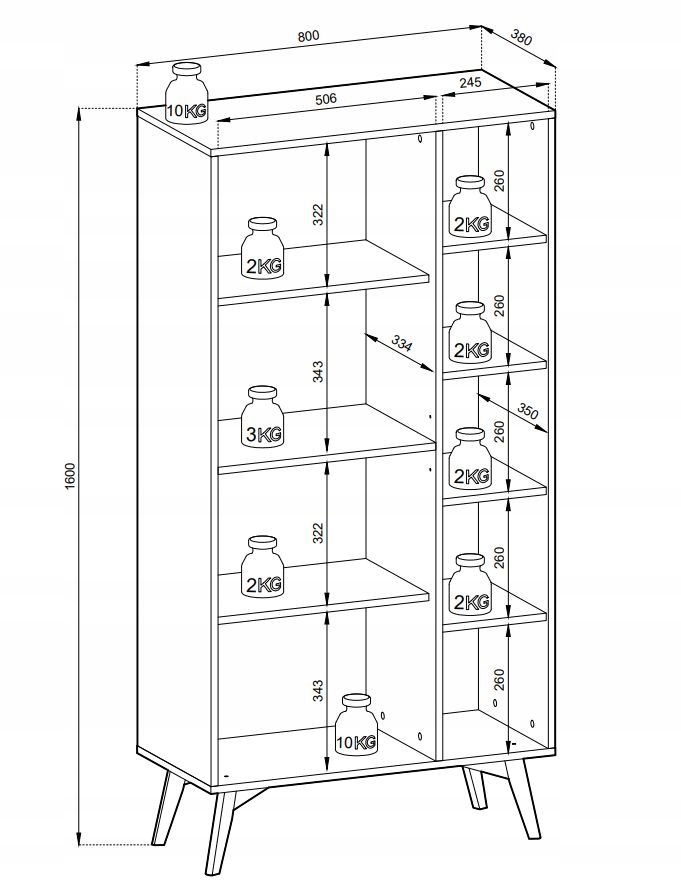 Regał FOREST dwudrzwiowy, eukaliptus/jodełka scandi, złote uchwyty Marka Piaski