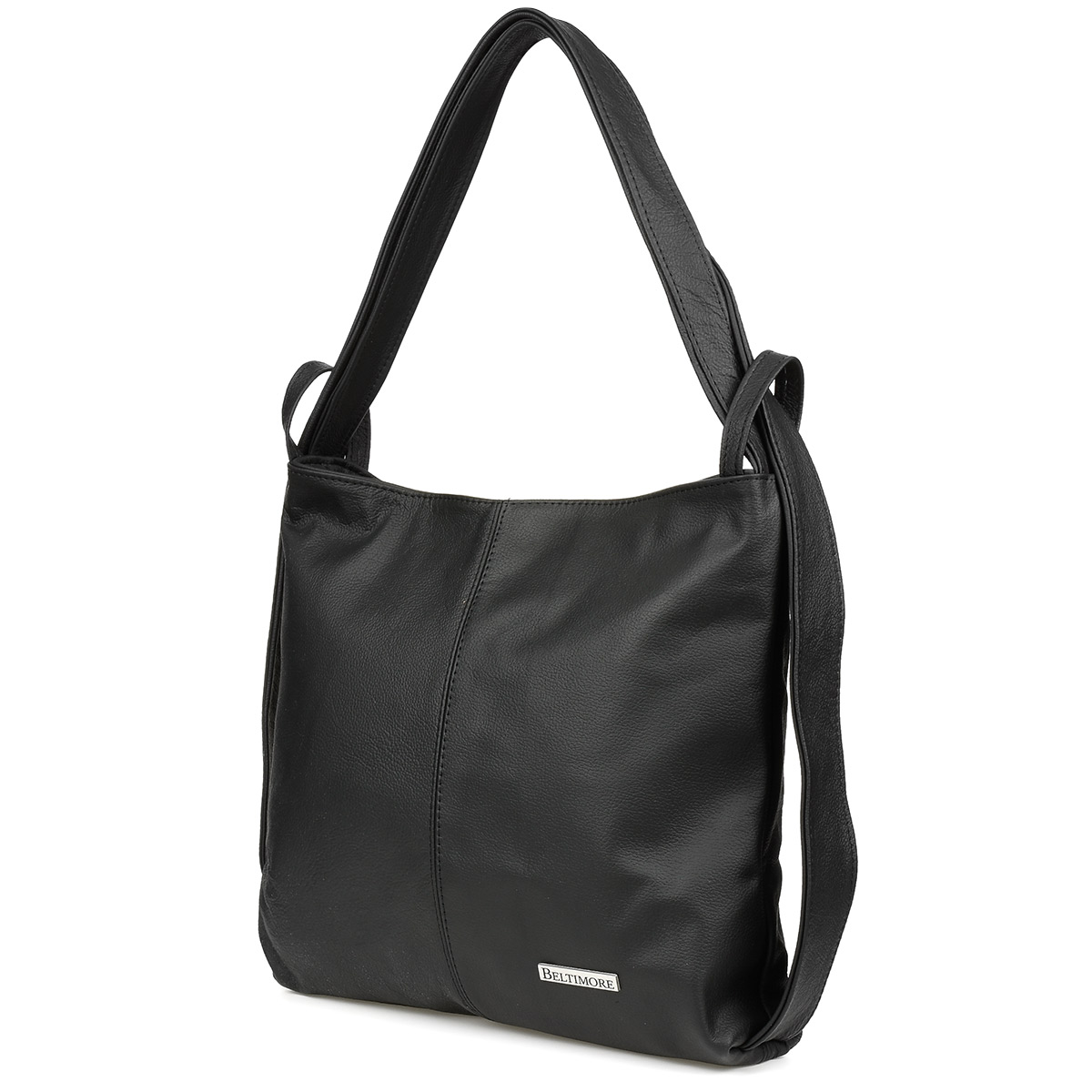 Batoh Kožená dámská kabelka A4 velká taška shopperka 2v1 černá Beltimore
