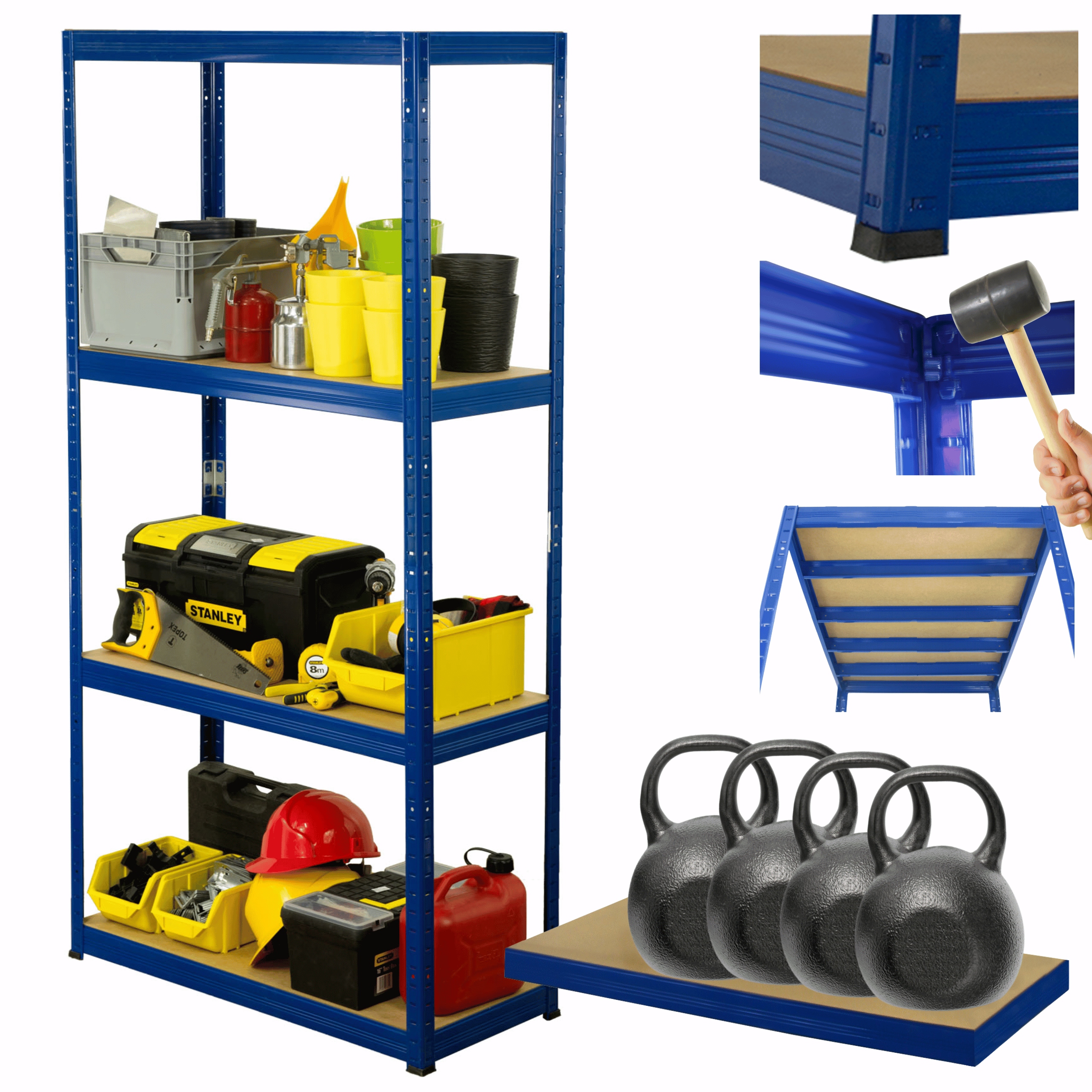 Kovový skladový regál s garážovým stojanom Helios 180x75x45 cm 4Px400 kg