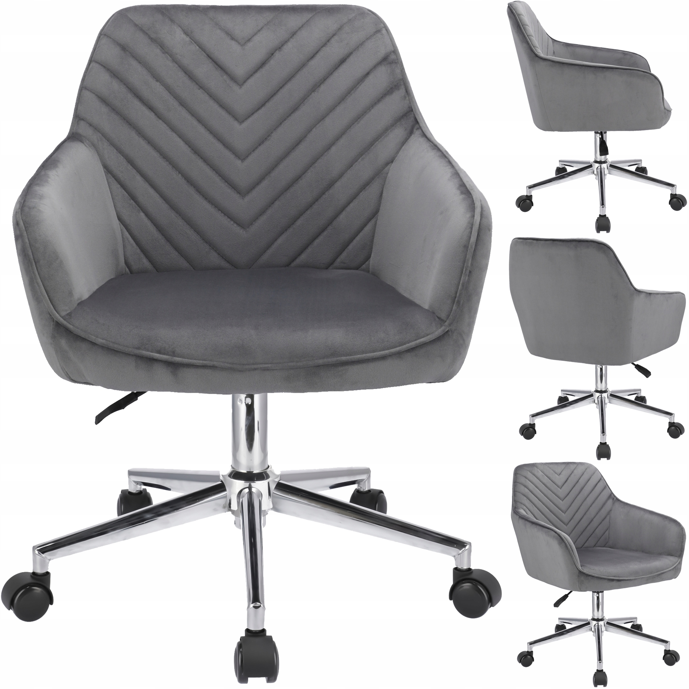 Fotel NAPOLI szary na srebrnej stopie