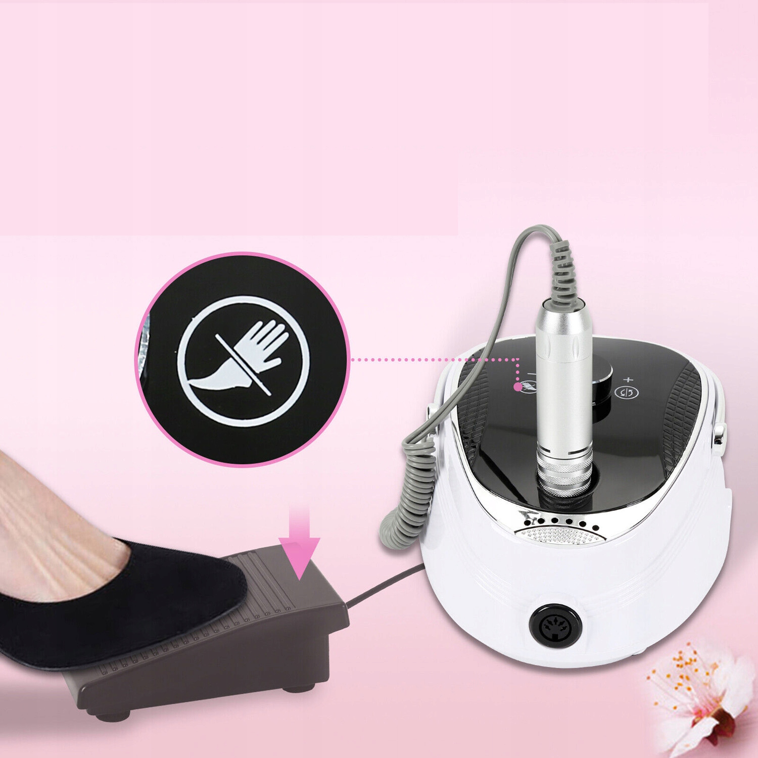 SZLIFIERKA DO PAZNOKCI POLERKA ELEKTRYCZNA WIERTARKA PRZENOŚNA 35000 RPM Kolor dominujący biały