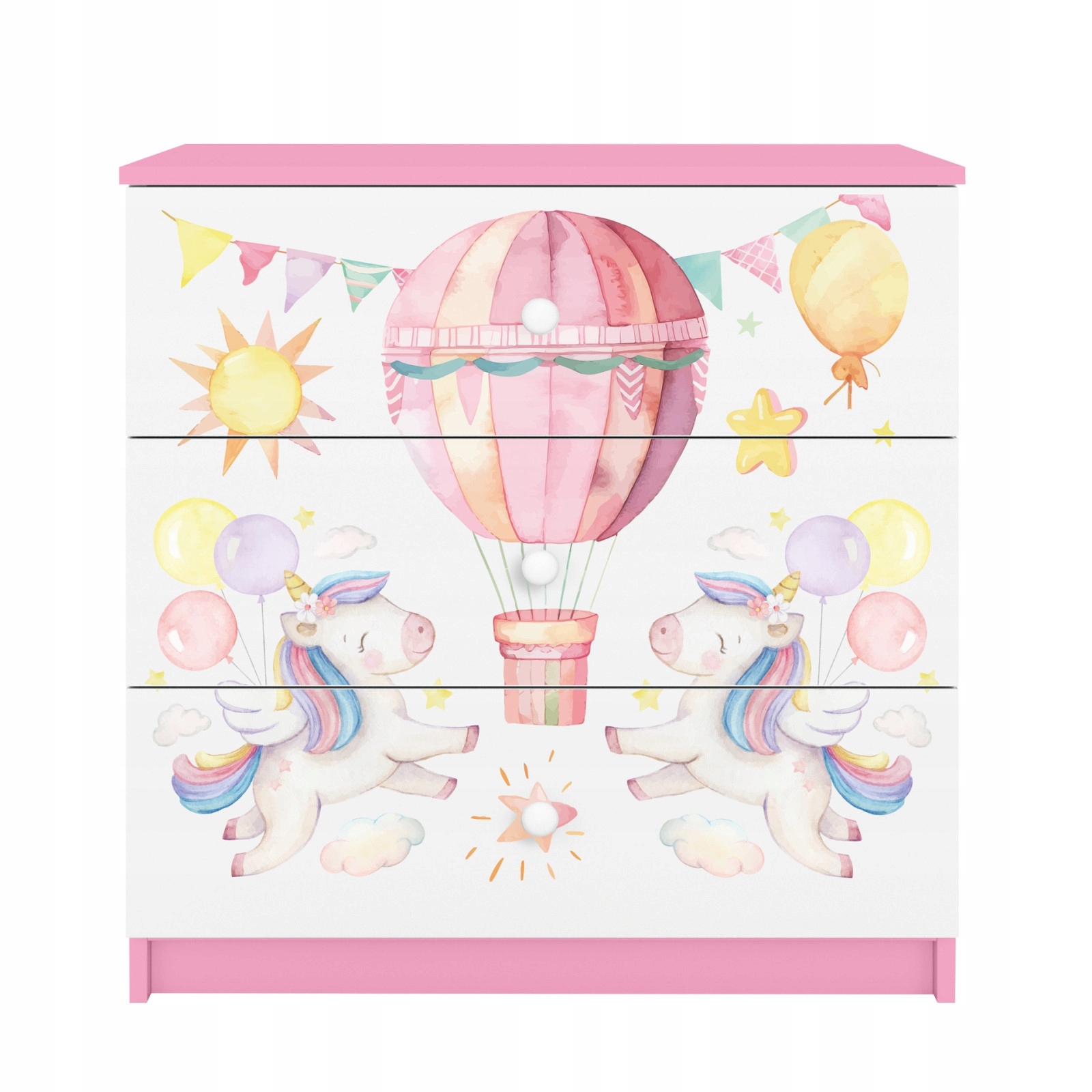 Komoda Babydreams růžová grafika Balonek 80 cm