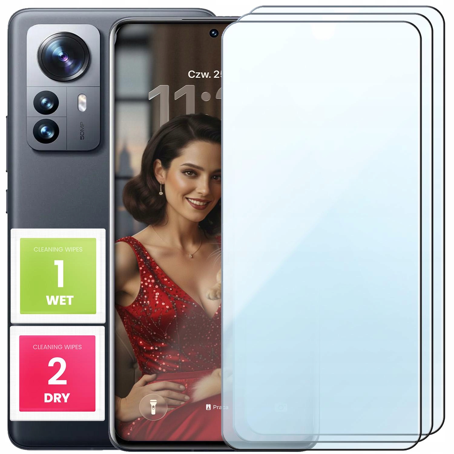 3-PAK Szkło Hartowane Płaskie Do Xiaomi 12 Pro 12S Pro (Ochronne, 9H)
