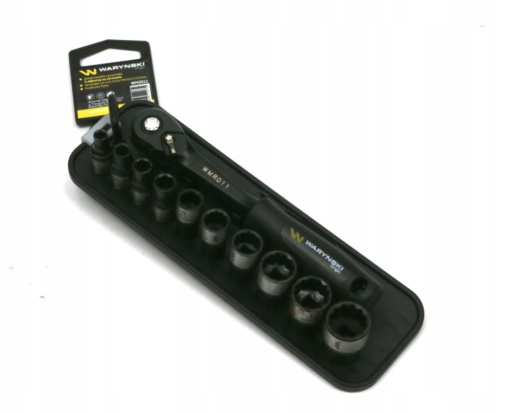 Zestaw 12 el. nasadki 1/4 przedłużka 7.5 cm grzechotka 4 5.5 6 7 8 9 10 1 Marka Waryński