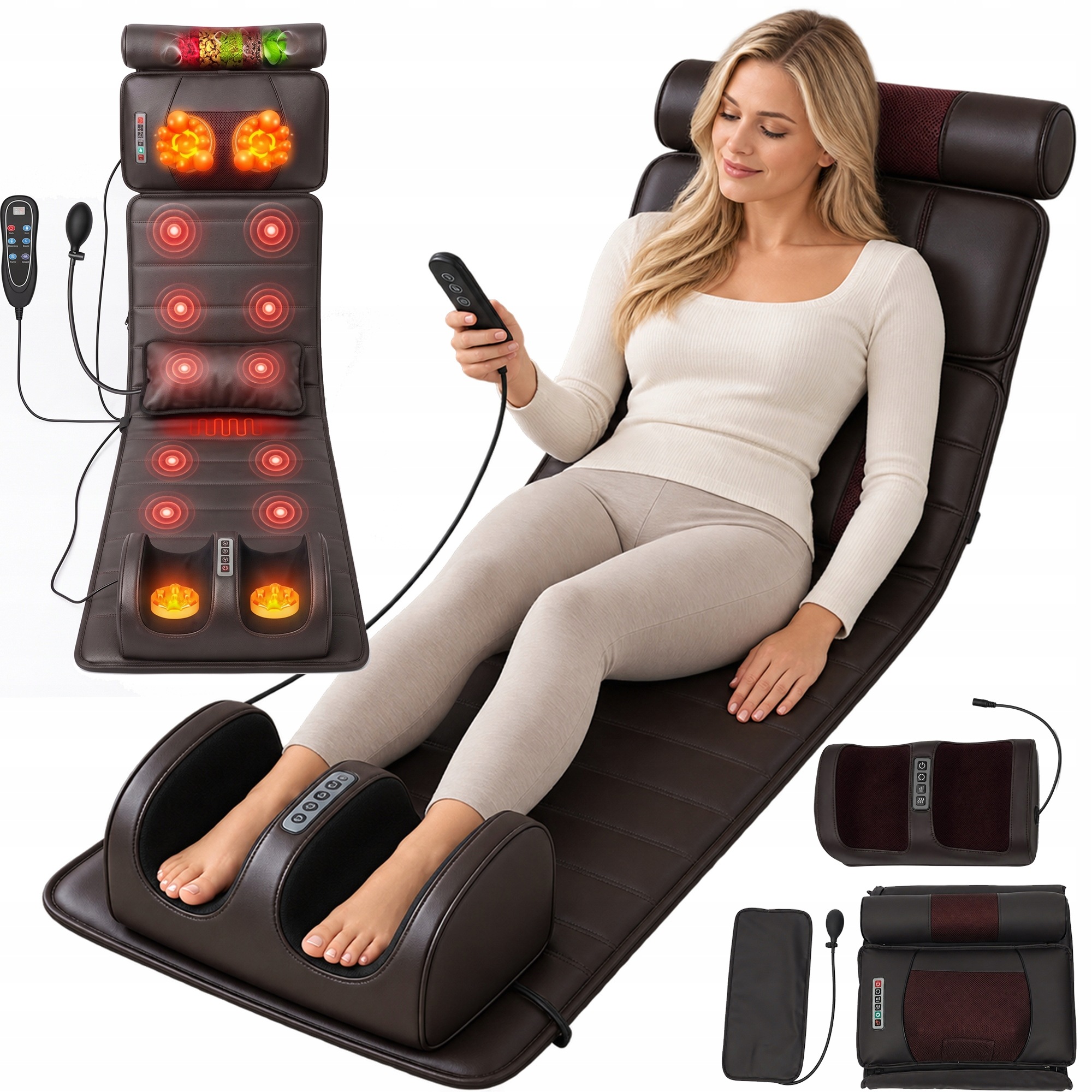 Mata Masująca na Łóżko Fotel z Ziołami Shiatsu Podgrzewana Wibracyjna