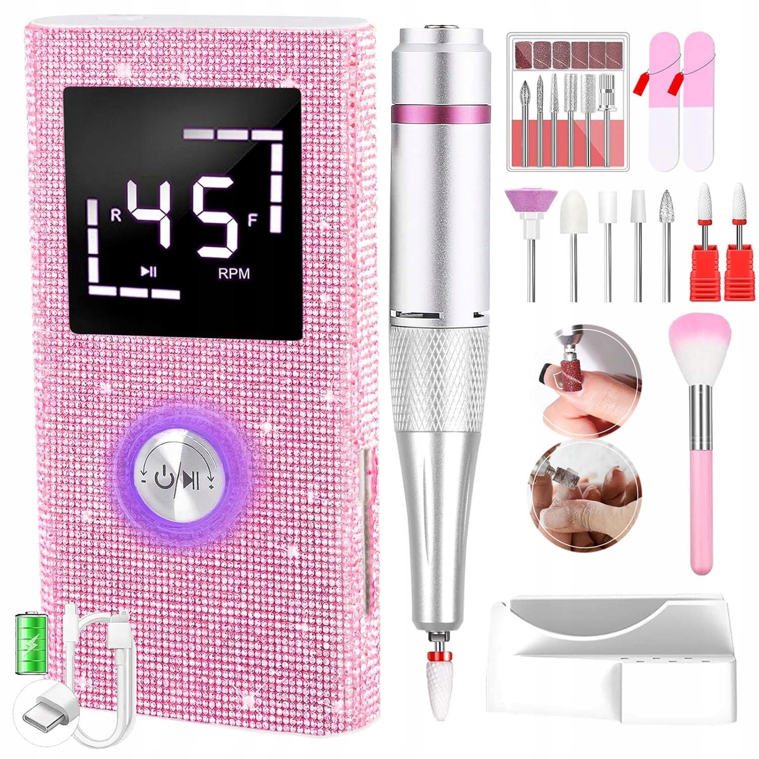 Elektrická Bruska Na Nehty Usb 45000 U/min Manikúra Pedikúra Sada