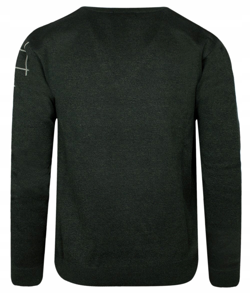 Zielono-Beżowy Sweter Męski w Serek -KINGS- M Rozmiar M