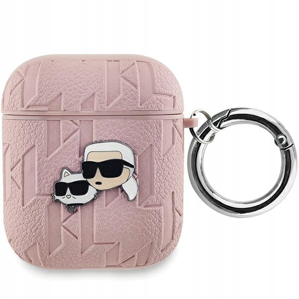 Etui Do Airpods 1 2 Karl Lagerfeld Monogram Karl & Choupette Head Różowe