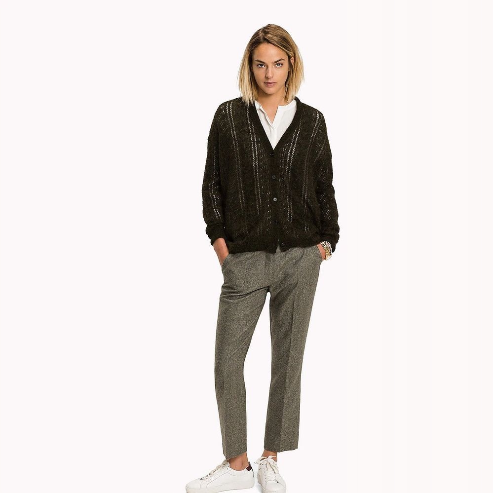 Tommy Hilfiger Svetr V Neck Knoflíky Zeleň (s)