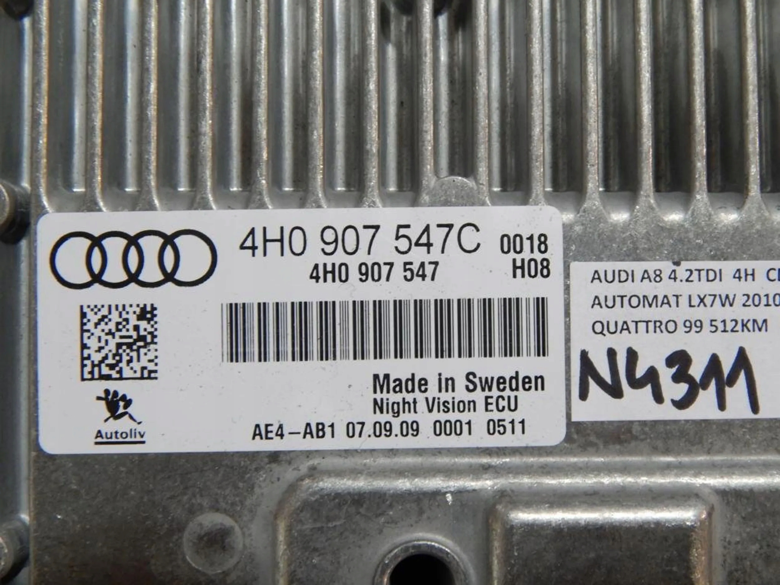 AUDI A8 D4 4H control unit NIGHT VISION 4H0907547C