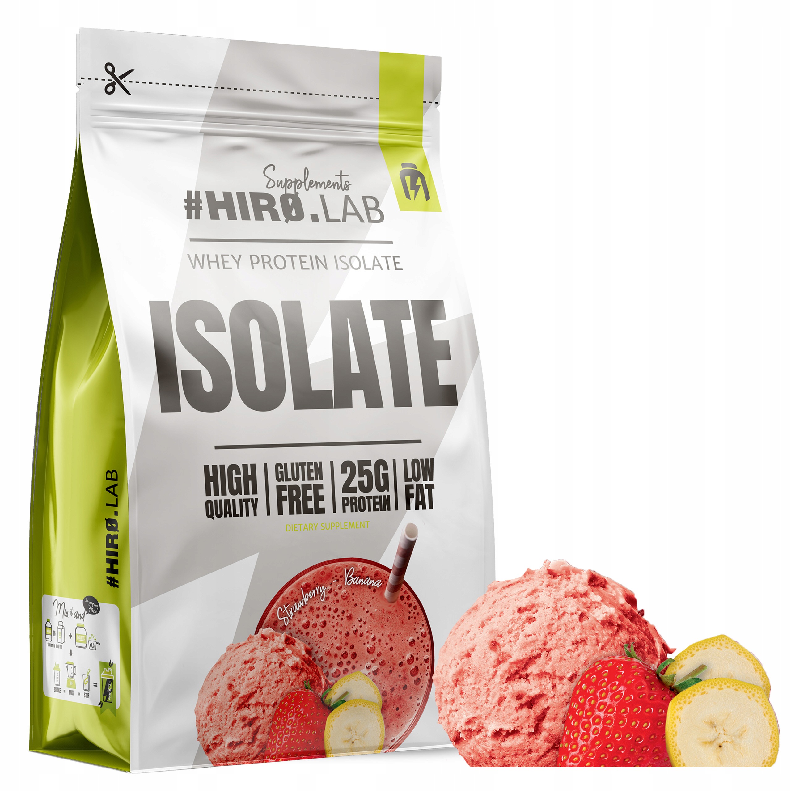 Izolát Bílkoviny 85 g Whey Protein Wpi 700 g Doplněk Stravy Jahoda Banán Hiro.Lab