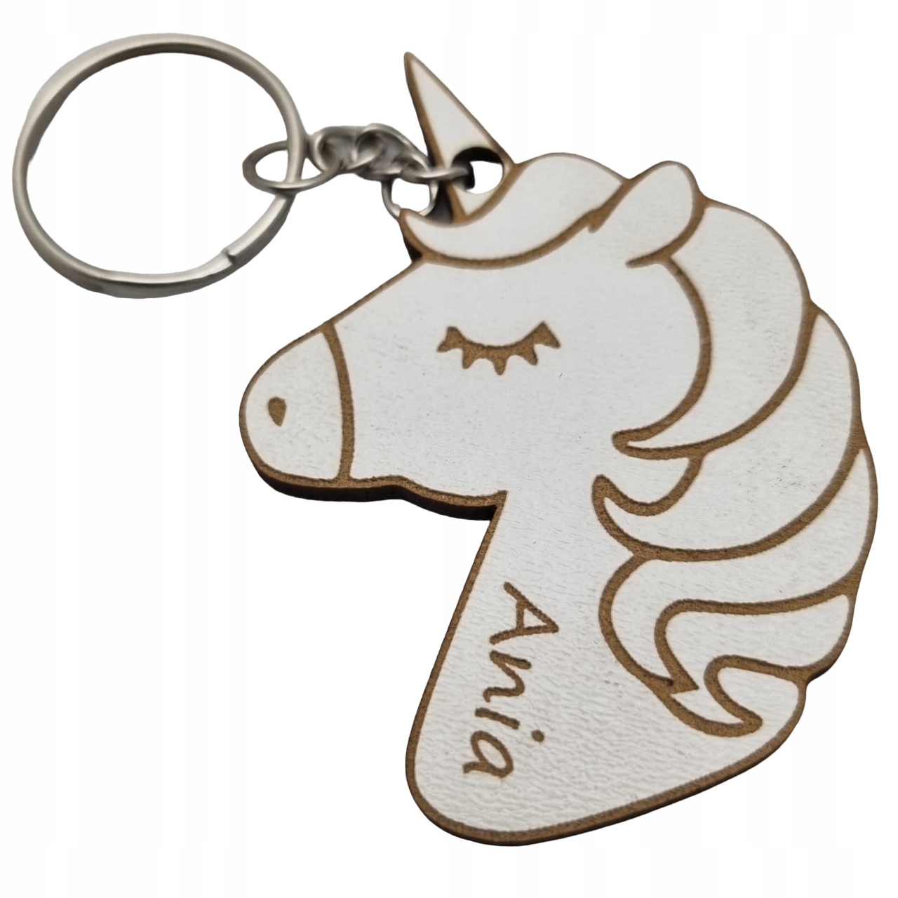 

Brelok do kluczy drewniany dziecka jednorożec