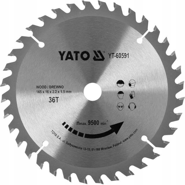 

Yato Tarcza Tnąca Widiowa Drewna Tct 165x16 mm 36Z