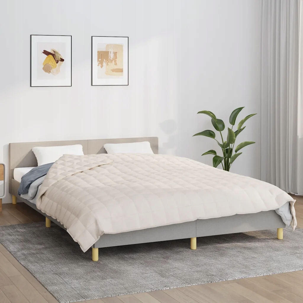 Zátěžová deka světle krémová 220 x 235 cm 15 kg textil Krémová 350765